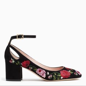 KATE SPADE Gable Black Velvet Floral Heels Sz 7